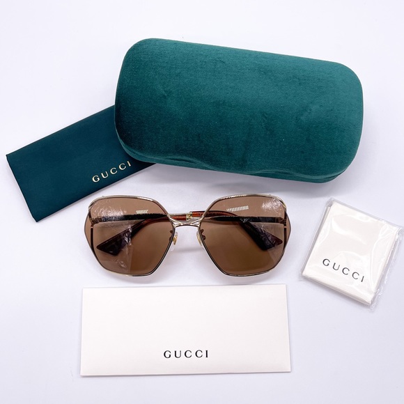 NEW GUCCI GG0818SA 002 WOMEN’S SUNGLASSES GUCCI GG0818S BROWN - Picture 14 of 14